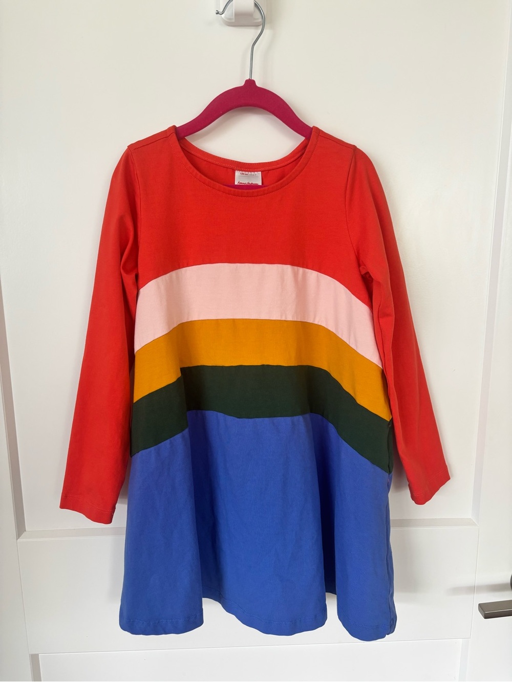 Hanna Andersson Long Sleeve Colorblock dress. 6-7T